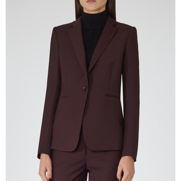Reiss Jackets & Blazers - Reiss Ricca Blazer Jacket Wool Blend Burgundy 4